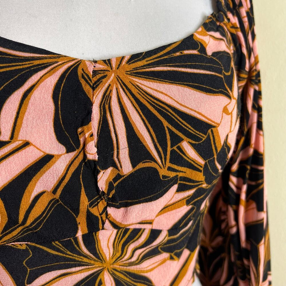 Minkpink Ziba Crop Top Large Multicolor Smocked Crepe Abstract Sweetheart Ruffle - Picture 14 of 14